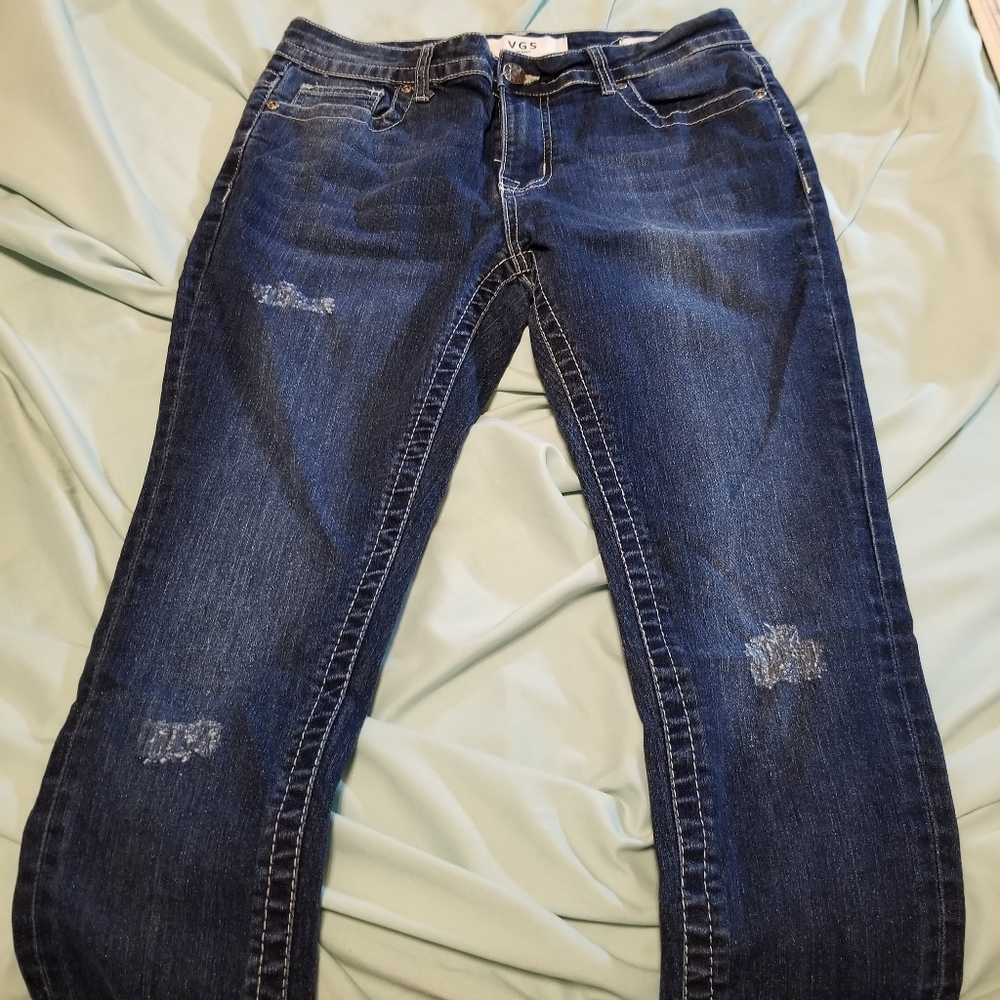 VGS Distressed Roll Up Skinny Jeans